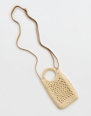 Aerie Mini Straw Phone Bag