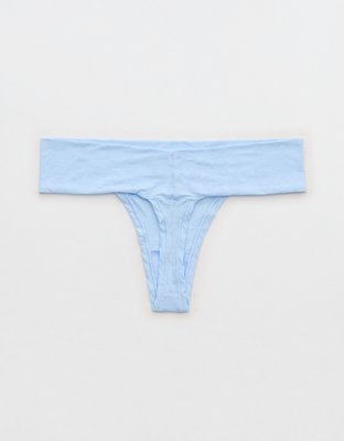 Трусы-стринги Smoothez Everyday, жаккард — Aerie, цвет: Синий туманный — фото 2