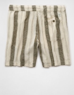 AE 7" Linen-Blend Striped Lived-In Trekker Short