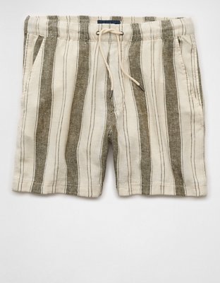 AE 7" Linen-Blend Striped Lived-In Trekker Short