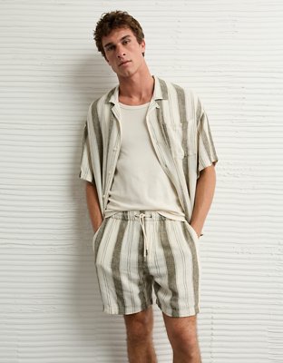AE 7" Linen-Blend Striped Lived-In Trekker Short