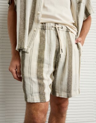 AE 7" Linen-Blend Striped Lived-In Trekker Short