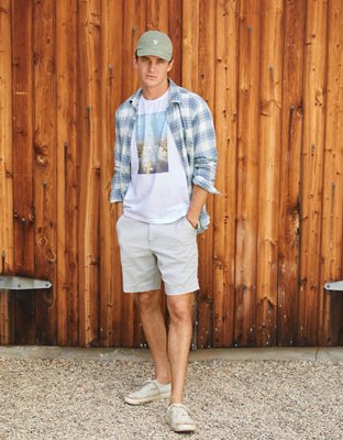 AE 9" Flex Lived-In Khaki Short