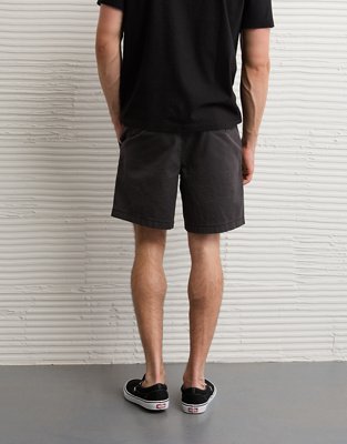 Мужские шорты American Eagle AE 7" Flex Lived-In Khaki, цвет: Чёрный — фото 2