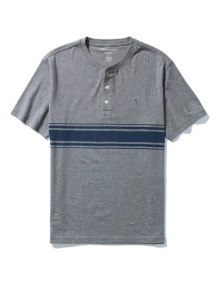 AMERICAN  EAGLE  AE Striped Henley T-Shirt | American Eagle