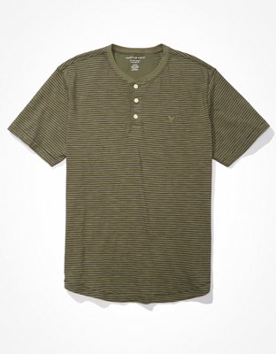 AE Super Soft T-shirt rayada con cuello henley