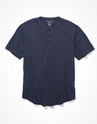 AE Super Soft T-shirt rayada con cuello henley