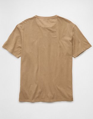 AE T-shirt con cuello henley y efecto gastado