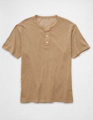 AE T-shirt con cuello henley y efecto gastado