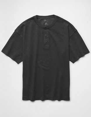 AE Boxy Short-Sleeve Slub Henley T-Shirt