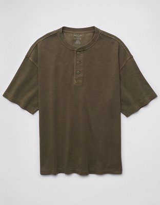 AE Boxy Short-Sleeve Slub Henley T-Shirt