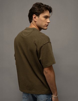 AE Boxy Short-Sleeve Slub Henley T-Shirt