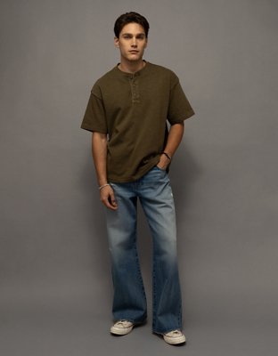 AE Boxy Short-Sleeve Slub Henley T-Shirt