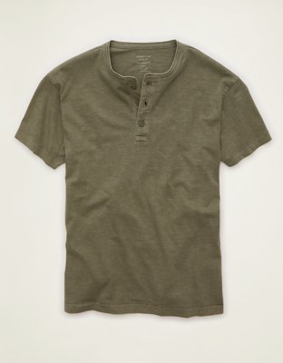 AE Playera vintage de fit relajado con cuello Henley