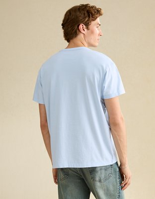Мужская футболка American Eagle AE Vintage Relaxed Fit Henley, цвет: Синий — фото 2