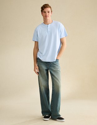 T-shirt rétro de coupe décontractée avec col henley AE