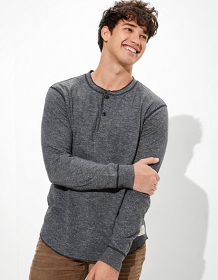 AE Super Soft Long-Sleeve Duofold Henley Thermal T-Shirt