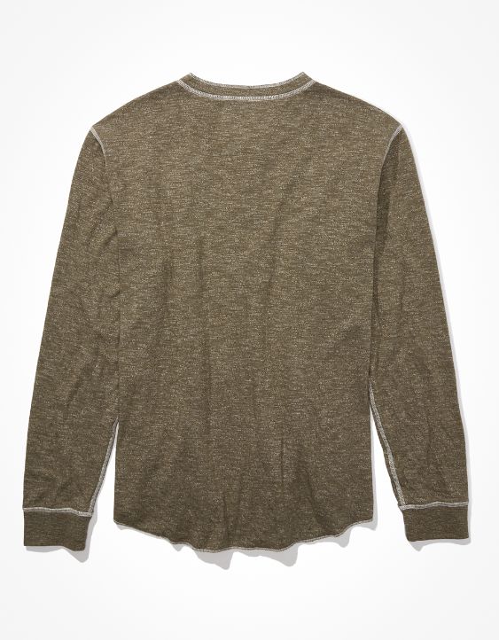 AE Super Soft Long-Sleeve Duofold Henley Thermal T-Shirt