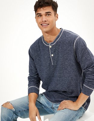 AE Super Soft Long-Sleeve Duofold Henley Thermal T-Shirt