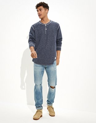AE Super Soft Long-Sleeve Duofold Henley Thermal T-Shirt