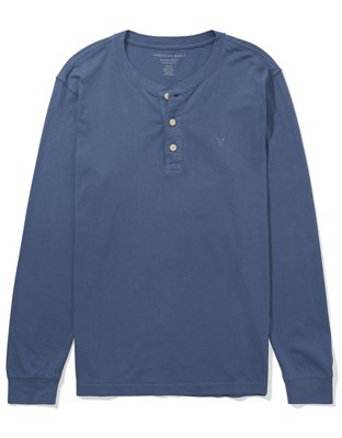 AE Long-Sleeve Henley Icon T-Shirt