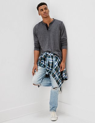 Мужские рубашки American Eagle AE Super Soft Dual Layer Henley Shirt — фото 5