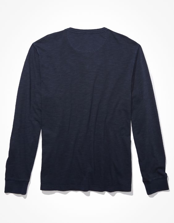 AE Super Soft Slub Icon Long-Sleeve Henley T-Shirt