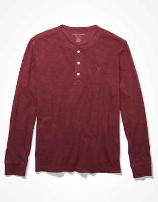 Мужские футболки American Eagle AE Super Soft Slub Icon Long-Sleeve Henley T-Shirt — фото 4