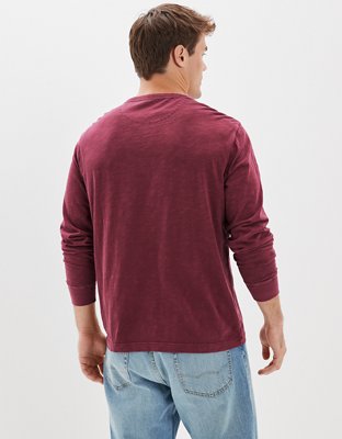 Мужские футболки American Eagle AE Super Soft Slub Icon Long-Sleeve Henley T-Shirt — фото 3