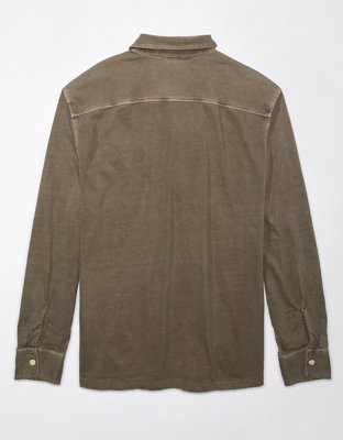 AE Long-Sleeve Knit Popover Henley T-Shirt
