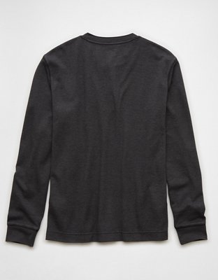 Мужские футболки American Eagle AE Long-Sleeve Thermal Henley T-Shirt — фото 4
