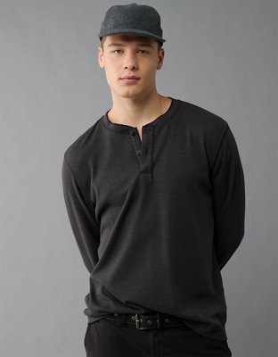 Мужские футболки American Eagle AE Long-Sleeve Thermal Henley T-Shirt — фото 5