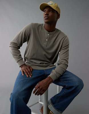 AE Long-Sleeve Thermal Henley T-Shirt