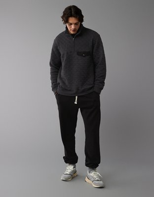 AE Quilted Quarter-Zip Henley Sweatshirt