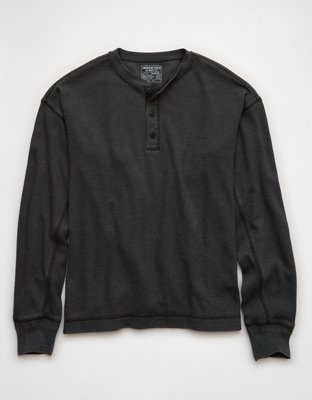 AE Boxy Washed Thermal Henley Shirt