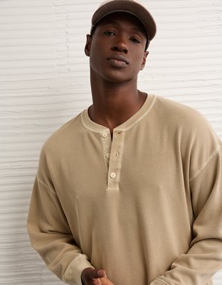 AE Boxy Washed Thermal Henley Shirt | AE