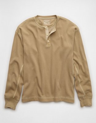 AE Boxy Washed Thermal Henley Shirt