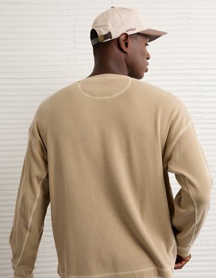 AE Boxy Washed Thermal Henley Shirt