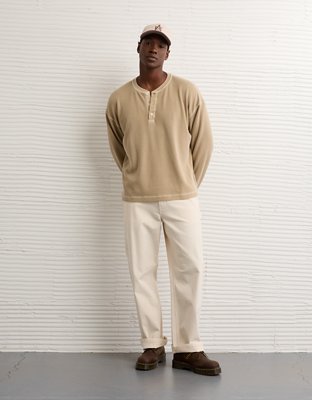 AE Boxy Washed Thermal Henley Shirt