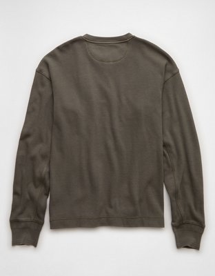 AE Boxy Washed Thermal Henley Shirt