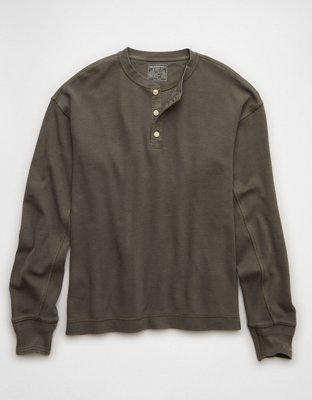AE Boxy Washed Thermal Henley Shirt
