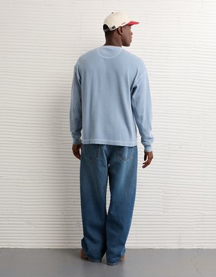 AE Boxy Washed Thermal Henley Shirt