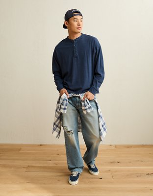 AE Boxy Fit Lightweight Henley T-Shirt