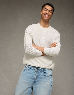 AE Boxy Fit Lightweight Henley T-Shirt