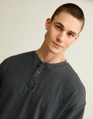 AE Boxy Fit Thermal Henley T-Shirt