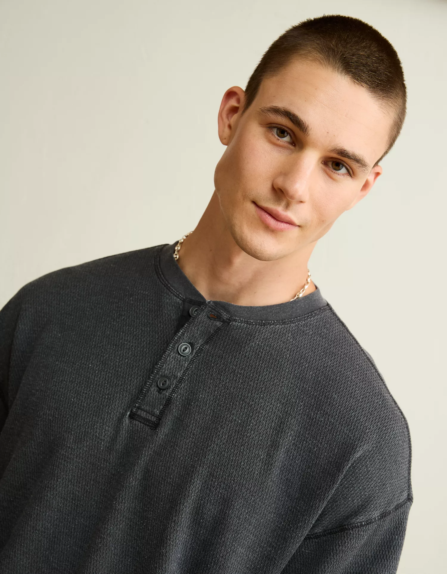 AE Boxy Fit Thermal Henley T-Shirt - thumbnail 6