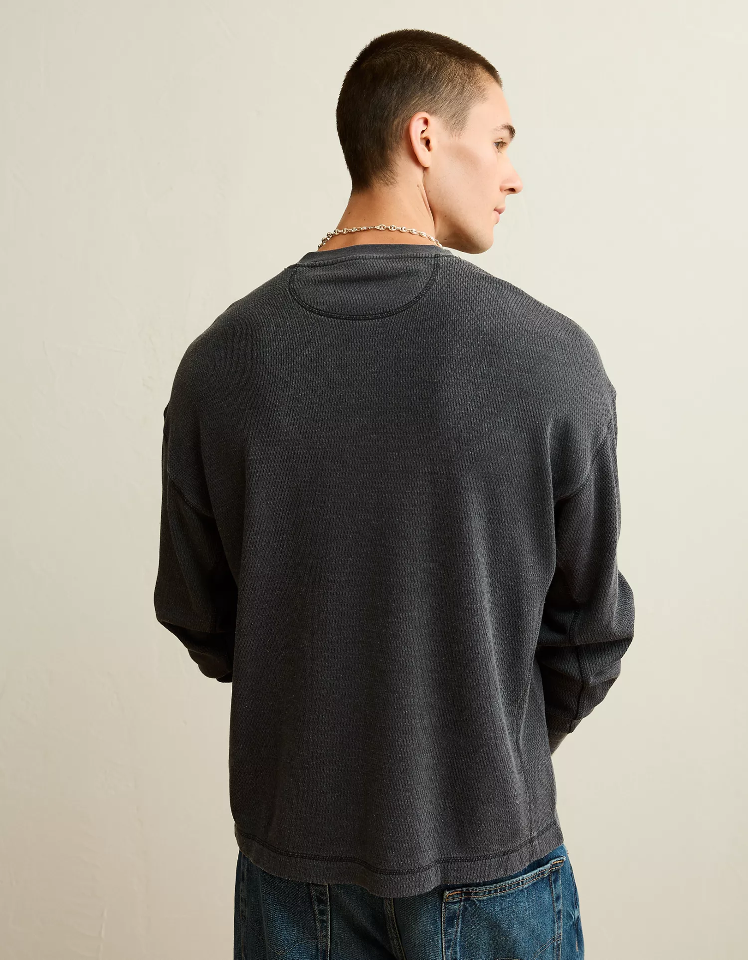 AE Boxy Fit Thermal Henley T-Shirt - thumbnail 2