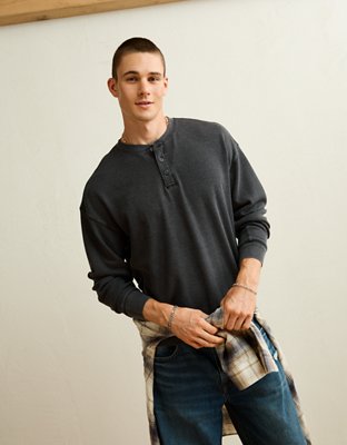 AE Boxy Fit Thermal Henley T-Shirt