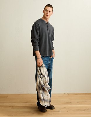 AE Boxy Fit Thermal Henley T-Shirt