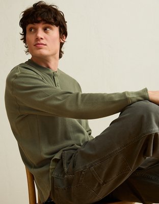 AE Boxy Fit Thermal Henley T-Shirt